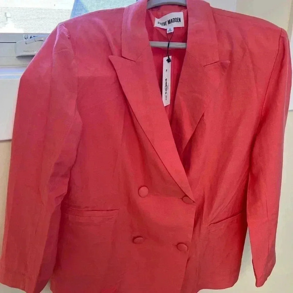 Steve Madden Jackets & Blazers - NWT Steve Madden Linen Coral Baldwin Blazer S